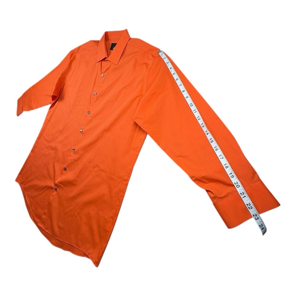 JF J. Ferrar Slim Fit Orange Dress Shirt XL 17-17.5 32/33 Long Sleeve - Picture 6 of 8